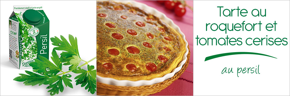 Darégal - recette - Tarte au Roquefort aux tomates cerises et au persil