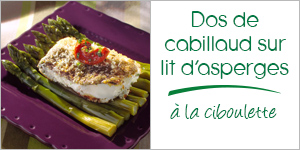 Dos de cabillaud sur lit d’asperges vertes à la ciboulette