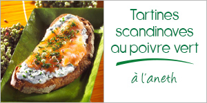 Tartine scandinave aux baies de poivre vert à l’aneth