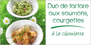 Duo de tartare aux saumons, courgettes et ciboulette