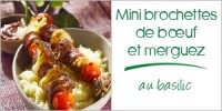 Darégal - recette - Mini brochettes de bœuf et merguez au basilic