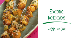Exotic kebabs with mint