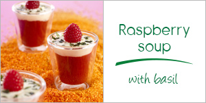 Raspberry soup with basil 